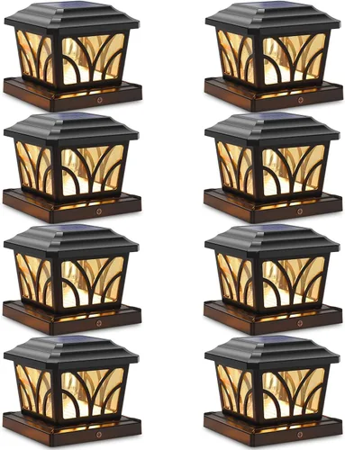Vista 7 de SIEDiNLAR - Faroles solares para postes exteriores, de aluminio y vidrio, 2 modos, 20 lúmenes, bombillas LED Edison para postes de 4x4, 5x5, 6x6