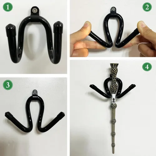 Vista 6 de Pmsanzay Paquete de 6 mini soportes universales ajustables para colocar en la pared, soporte de madera para varita mágica, fuerte y flexible, por lo
