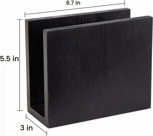 Vista 3 de Servilletero de papel de madera rústica, dispensador de almacenamiento de servilletas para mesas, accesorios de oficina de cocina para restaurantes