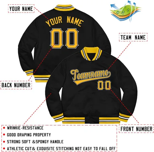 Vista 2 de Chaqueta de béisbol ligera de moda personalizada para hombres, mujeres, niños, abrigos deportivos bordados con nombre y número