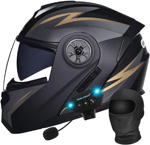 Vista 13 de Casco Modular de Motocicleta Bluetooth Aprobado DOT/ECE de Cara Completa Abatible Anti-Empañamiento Doble Visera Casco con Altavoz Dual Incorporado