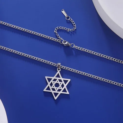 Vista 5 de EUEAVAN Collar con dije de estrella de David contra el mal de ojo de seis puntas con dije de estrella de David, hexagrama demoníaco religioso