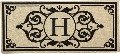 Vista 11 de Evergreen Flag Cambridge Monogram Letra A Burlap Sassafras Switch Mat 22" x 10