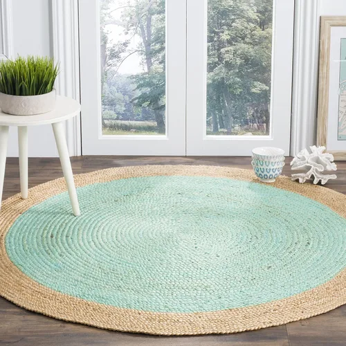 Vista 28 de SAFAVIEH Natural Fiber Collection - Alfombra ovalada, 2 pies 6 pulgadas x 4 pies, ovalada, azul aguamarina y marrón natural, yute hecho a mano