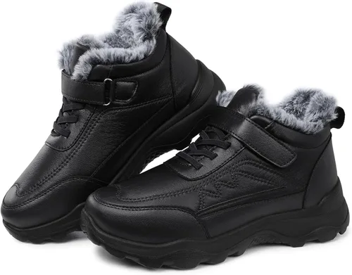 Vista 2 de SHIBEVER Botas impermeables para invierno para mujer botas de piel aislada, cálidas, informales, para clima frío, cómodas, antideslizantes
