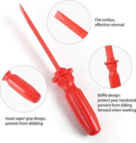 Vista 3 de Cincel de plástico resistente para quitar adhesivo de rueda, mango ergonómico antideslizante (HT-513)