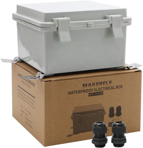 Vista 13 de MAKERELE - Caja de conexiones exterior pequeña impermeable para exterior con cerradura y soporte de pared 5.9" x 3.9" x 2.8" (150x100x70mm) con tapa