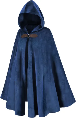 Vista 2 de GRAJTCIN Capa renacentista con capucha de terciopelo, capa victoriana, medieval Hobbit disfraz de Halloween