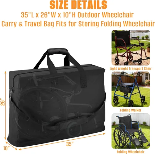 Vista 7 de Kovshuiwe Bolsa de transporte y viaje para silla de ruedas al aire libre
