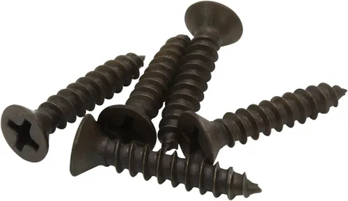 Vista 4 de Bolt Dropper 6 tornillos de madera Phillips de cabeza plana de acero inoxidable recubierto de óxido negro, (25 piezas), 18-8 (304) tornillos