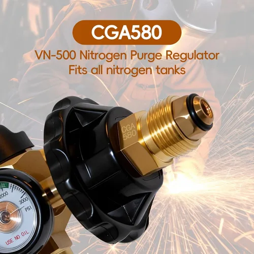 Vista 4 de Regulador de purga de nitrógeno VN-500, válvula de control de purga de nitrógeno de alta precisión con presión de prueba de 500 PSI, control