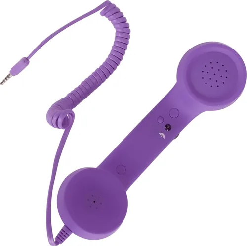 Vista 6 de Auricular de teléfono retro de 0.138 in para teléfono celular, receptor de teléfono móvil de mano con altavoz de micrófono incorporado, accesorio