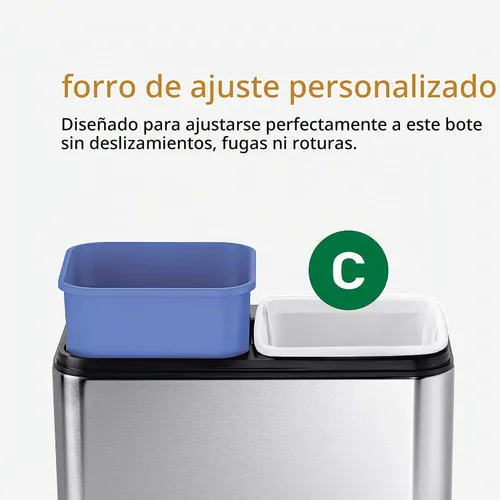 Vista 6 de simplehuman cubo de basura comercial de acero inoxidable con doble compartimento de 5.3 galones Cepillado