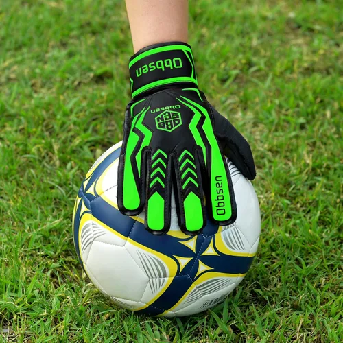 Vista 4 de Guantes de portero de fútbol para niños, jóvenes y adultos, guantes de portero de fútbol de agarre fuerte con protección para los dedos