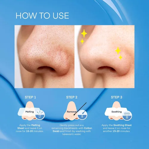 Vista 6 de TEREZ & HONOR Parches de poros para eliminar puntos negros: fórmula coreana patentada SkinCare, apunta a los poros en 3 pasos, natural, suave, sin