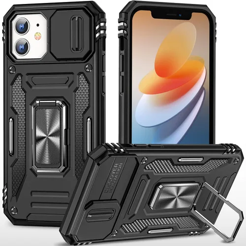 Vista 10 de Funda para iPhone 12 Pro Max con cubierta deslizante para cámara, con soporte para anillo de dedo, soporte magnético para automóvil, para iPhone 12