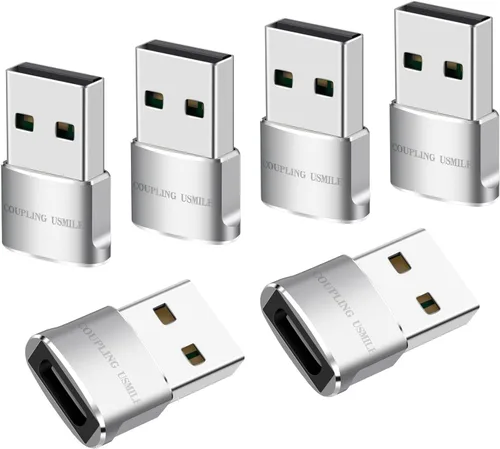 Vista 9 de Adaptador USB a USB C, 4 paquetes para iPhone de carga rápida, transferencia y conversión OTG tipo C. USBC a A compatible con iPhone 17/16/15 Plus