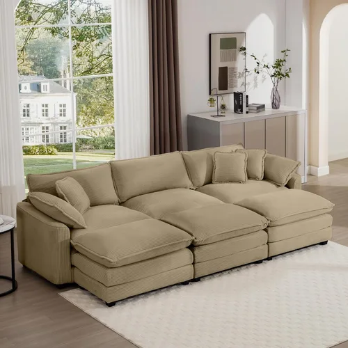Vista 36 de Aoowow Sofá de dos plazas de pana, modernos sofás de nube de 2 plazas para sala de estar, sofás modulares de nube seccionales con asiento profundo