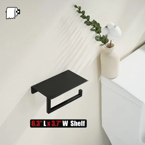 Vista 7 de JQK TPH202-PB - Estante para papel higiénico, soporte para rollo de papel higiénico con estante para teléfono, dispensador de papel de seda de acero