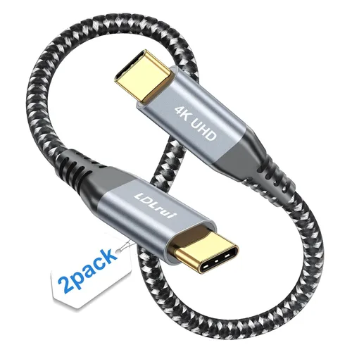Vista 18 de LDLrui Cable de monitor USB C, pantalla 4K 60HZ, ángulo recto de 1 pie, transferencia de datos de 20 Gbps, carga de 100 W, cable de video USB 3.2