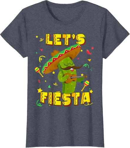 Vista 51 de Cinco De Mayo - Camiseta de regalo con sombrero de cactus Let's Fiesta, Negro, S