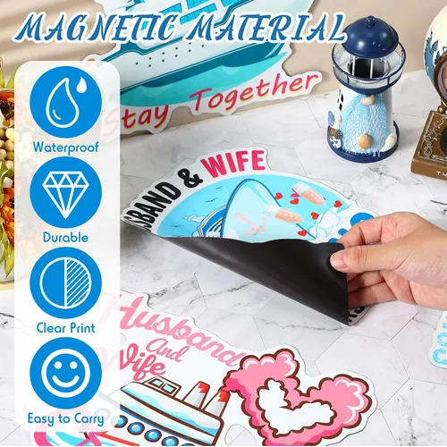 Vista 5 de Hoteam 4 piezas decoraciones magnéticas para puerta de crucero para parejas, imanes náuticos divertidos y resistentes al agua para marido y esposa