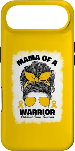 Vista 27 de Mama of A Warrior Messy Bun Mom Childhood Cancer Awareness Case for iPhone 17