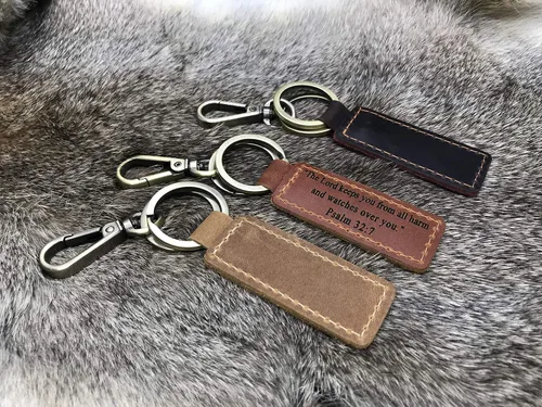 Vista 2 de Llavero de piel personalizada, llavero de coordenadas, 3er aniversario, regalo para cumpleaños, llavero, el mejor regalo marrón, Marrón