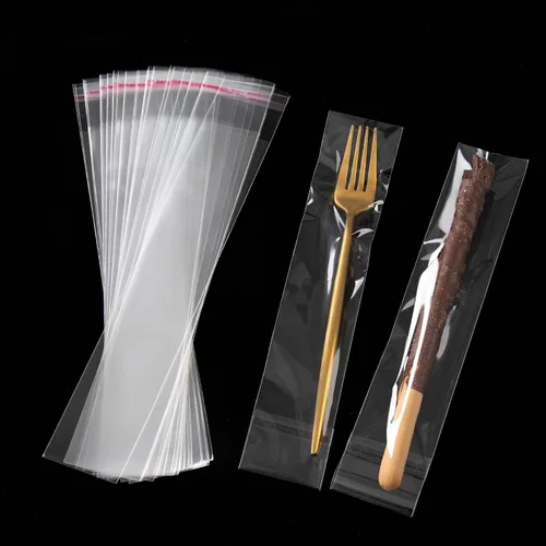 Vista 3 de 100 bolsas de celofán transparentes autoadhesivas, de 2 x 10 pulgadas, bolsas de barra de pretzel para panadería, galletas, dulces, pretzel, regalo