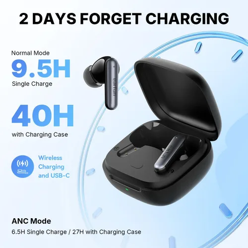 Vista 5 de EarFun Air Pro 4i - Auriculares inalámbricos con cancelación de ruido, alta Negro