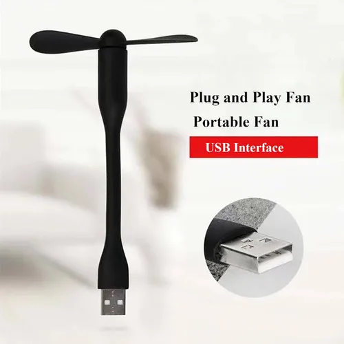 Vista 3 de Mini ventilador USB, ventilador de bolsillo portátil alimentado por USB-A, enfriador pequeño, funcionamiento silencioso, para el hogar, oficina