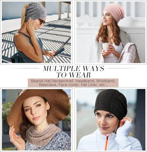 Vista 3 de Gorro holgado para mujer, 5 piezas, turbante, elástico, para el cáncer, gorros, bufanda para dormir