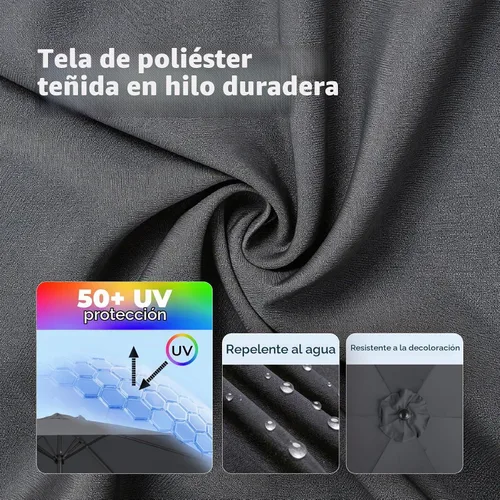Vista 7 de VINGLI Mesa auxiliar para exteriores con sombrilla de patio de 7.5 pies, mesa de patio pequeña con agujero para sombrilla de 1.57 pulgadas, altura