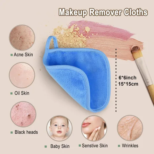 Vista 3 de KODAMO Paño removedor de maquillaje, almohadillas removedoras de maquillaje reutilizables, lavables con bolsa de malla, paños de microfibra