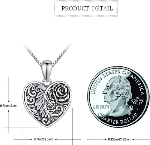 Vista 2 de Collares de medallón con imágenes de plata de ley 925, collar con medallón de corazón que sostiene fotos, joyería conmemorativa, regalos de joyería