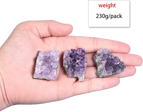 Vista 7 de Nupuyai Piedra de muestra de racimo de amatista natural para decoración del hogar, figuras de geoda de cuarzo de cristal crudo para decoración