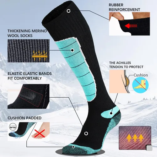 Vista 4 de Merino Wool Ski Socks Cold Weather Socks for Snowboarding Snow Winter Thermal Knee-high Warm Socks Hunting