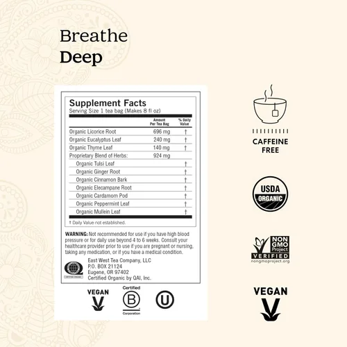 Vista 2 de Yogi Tea – Respirar profundo (6 unidades) – Apoya la salud respiratoria – 96 bolsas de té Mezcla respiratoria orgánica con raíz de regaliz, hoja