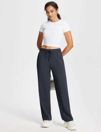 Vista 7 de BALEAF Pantalones deportivos de pierna recta para mujer, pantalones deportivos de pierna ancha, bolsillos elásticos y suaves para entrenamiento