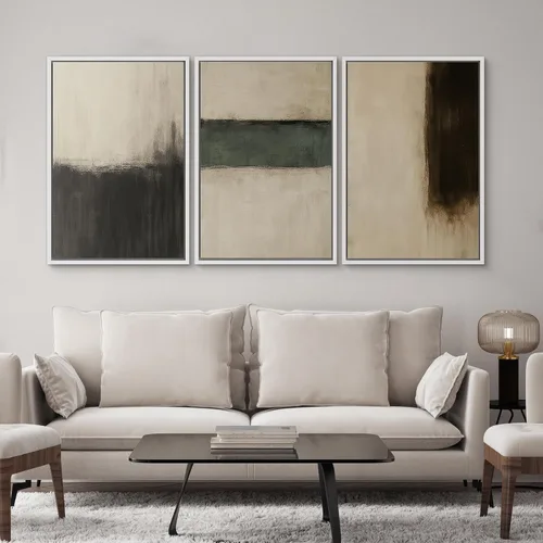 Vista 112 de SIGNWIN Lienzo enmarcado para pared, juego de arte pastel con cadena montañosa, bosque, niebla, naturaleza silvestre, ilustraciones modernas, arte