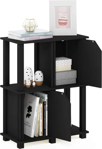Vista 5 de FURINNO Brahms - Estantería de almacenamiento, 3 niveles, roble negro/negro