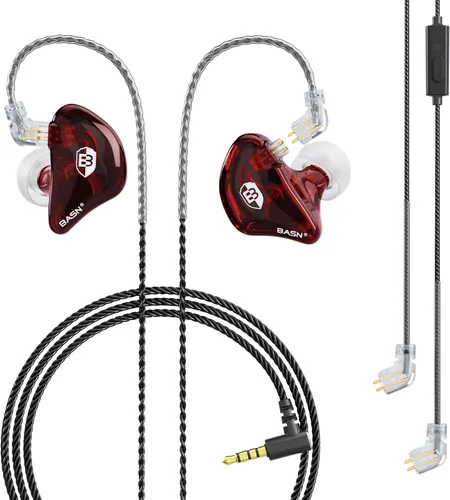 Vista 9 de BASN Auriculares profesionales intrauditivos con monitor para cantantes, bateristas y músicos con conector MMCX IEM (Pro Clear Negro)