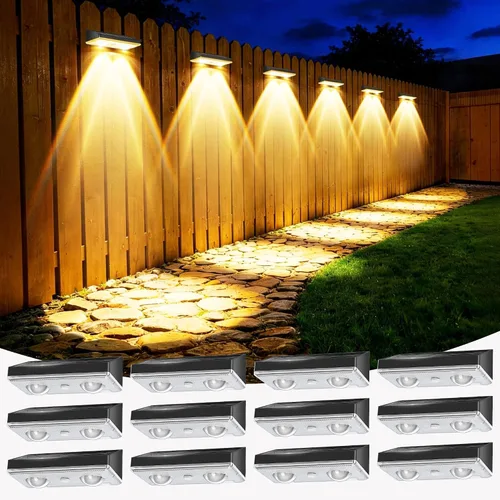 Vista 9 de Luces solares para valla al aire libre, paquete de 6 luces de valla Negro