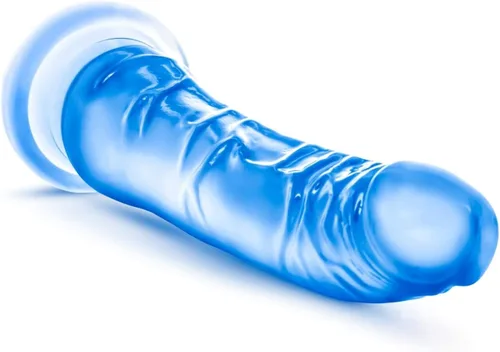 Vista 5 de Blush B Yours Sweet n Hard 6 - Consolador realista de 8.5 pulgadas de grosor con fuerte ventosa y compatibilidad de arnés, pene suave para juego Azul