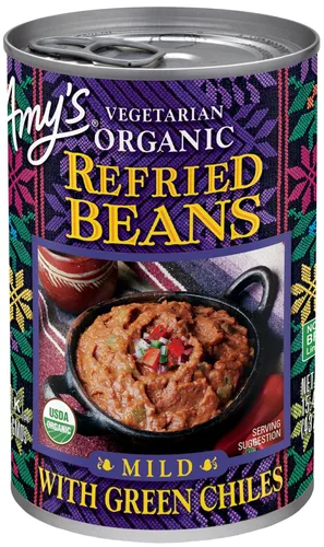 Vista 10 de Amy's Frijoles refritos orgánicos enlatados, frijoles tradicionales ligeros en sodio, veganos sin gluten y vegetarianos, 15.4 onzas (paquete de 12)