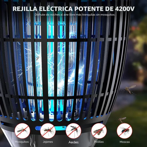 Vista 5 de Exterminador solar de insectos al aire libre, exterminador de mosquitos con Negro