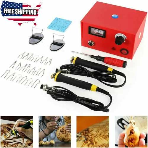 Vista 18 de ele ELEOPTION Kit de herramientas de manualidades de doble boca para pirografía de 110 V, kit de máquina de pirografía láser multifunción con 2