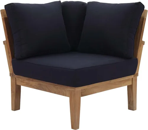 Vista 7 de Modway Marina - Sofá de madera de teca de grado A para exteriores, orientado hacia la derecha, color gris natural