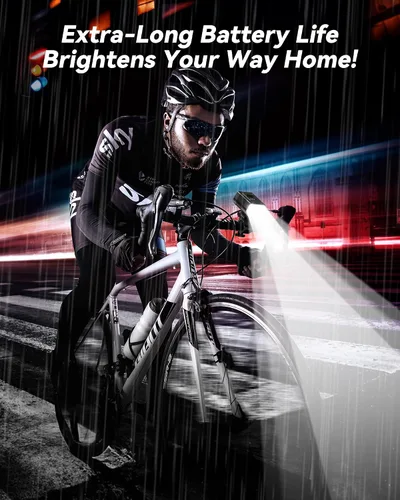 Vista 6 de Luces LED para bicicleta, 2025, nuevo faro de bicicleta, luz de bicicleta recargable USB-C, luces de bicicleta impermeables de aleación de aluminio