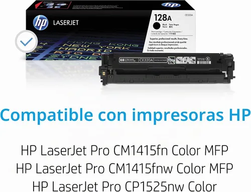 Vista 2 de HP Cartucho de tóner negro 128A Funciona con HP LaserJet Pro CM1415 Color, CP1525 Color Series CE320A